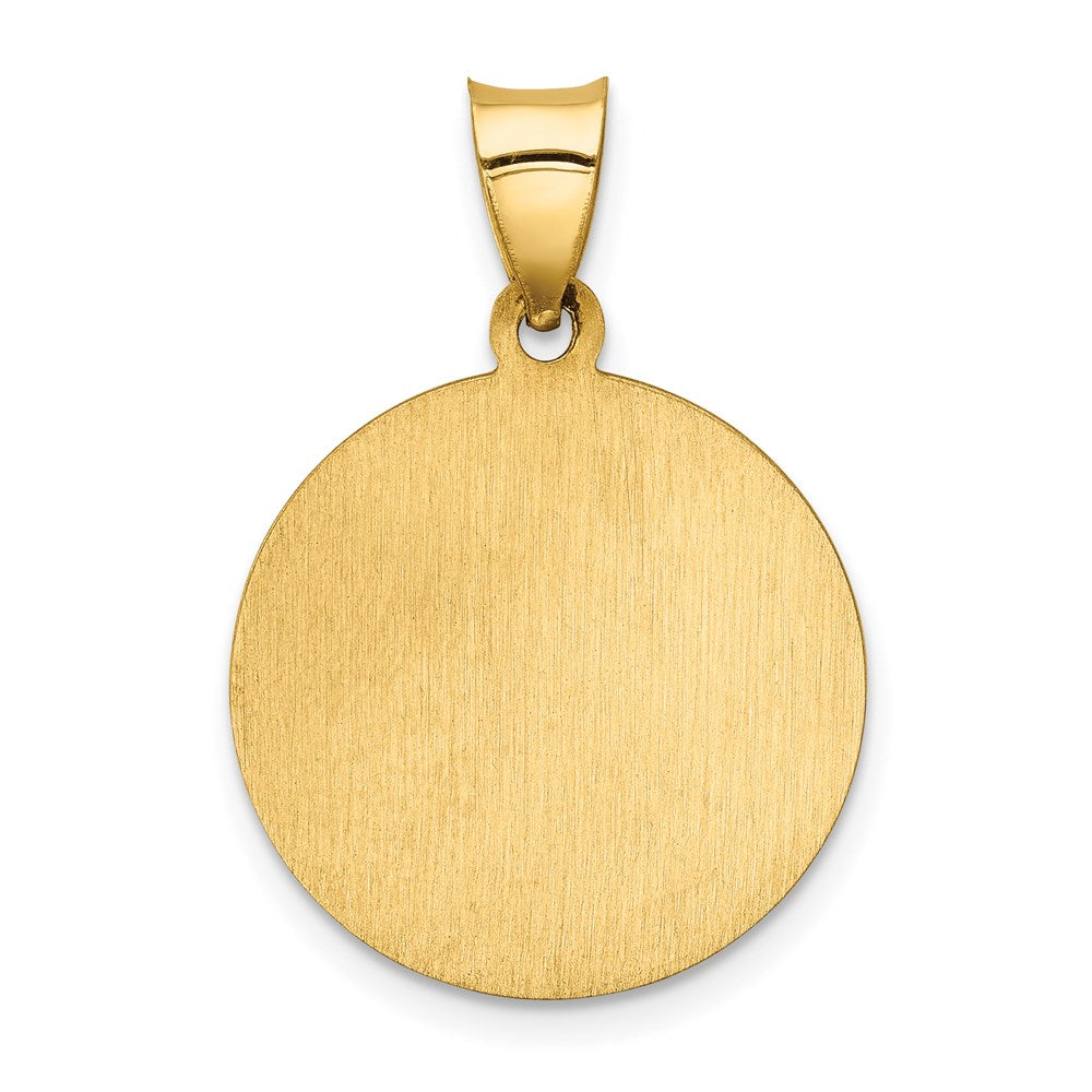 14k Yellow Gold 19 mm Polished and Satin Our Lady of Sorrows Medal Hollow Pendant (1.3 grams)