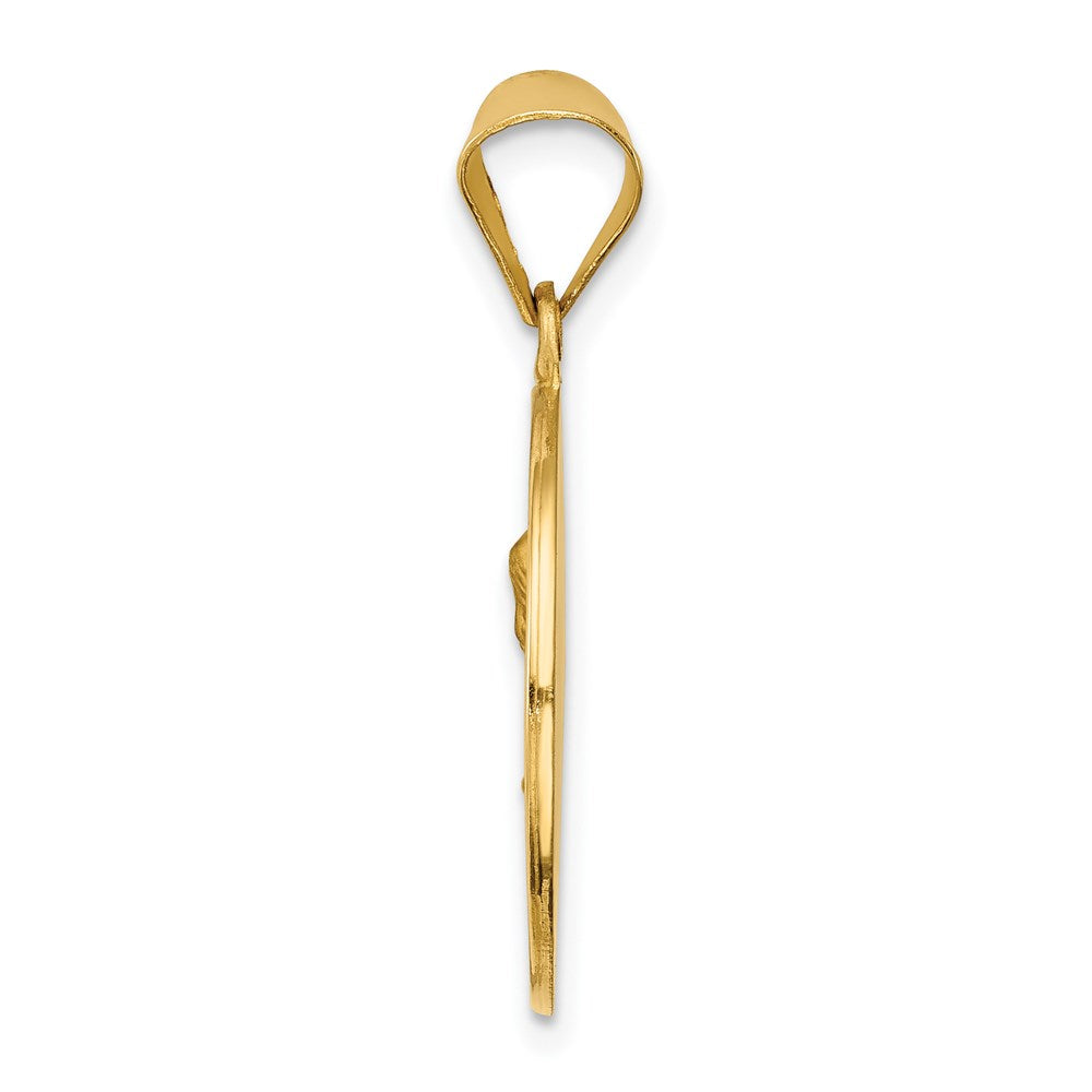 14k Yellow Gold 18.5 mm Polished and Satin Sacred Heart of Mary Medal Hollow Pendant (1.3 grams)