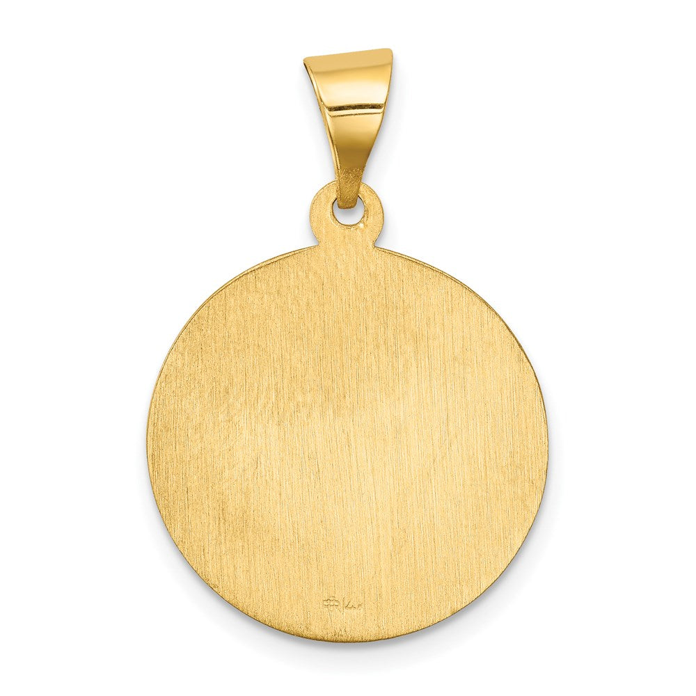 14k Yellow Gold 18.5 mm Polished and Satin Sacred Heart of Mary Medal Hollow Pendant (1.3 grams)