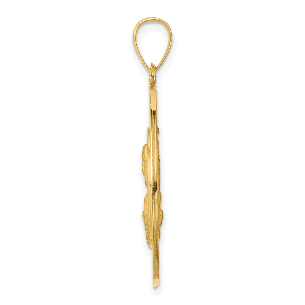 14k Yellow Gold 25 mm Queen of the Holy Scapular Reversible Medal Hollow Pendant (2.35 grams)