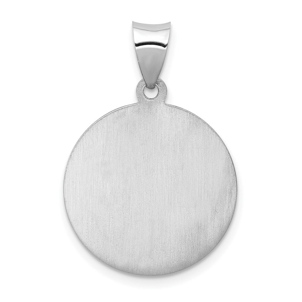 14k White Gold 18.5 mm Our Guardian Angel Medal Hollow Pendant (1.3 grams)
