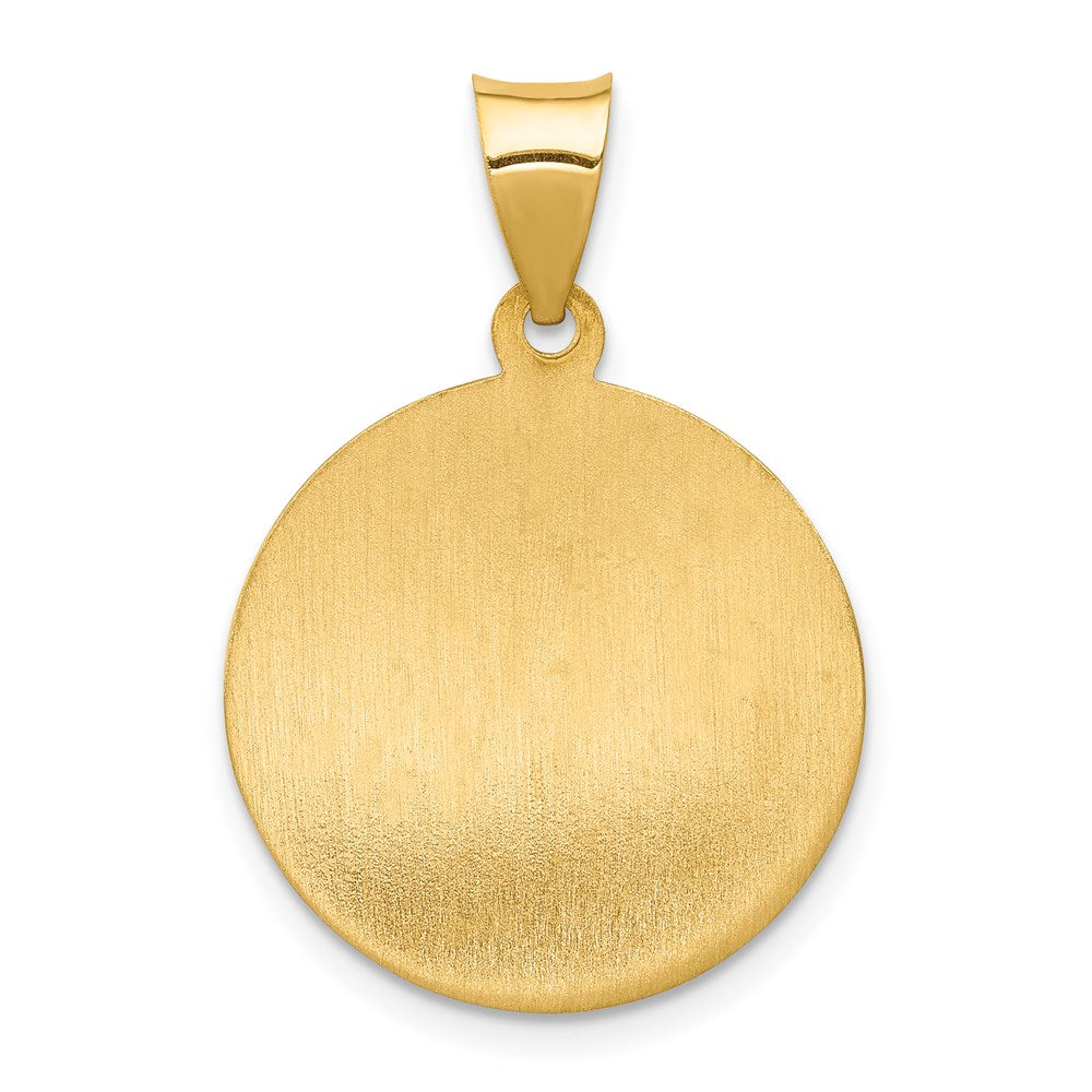 14k Yellow Gold 19 mm Polished and Satin St. Anne Medal Hollow Pendant (1.3 grams)