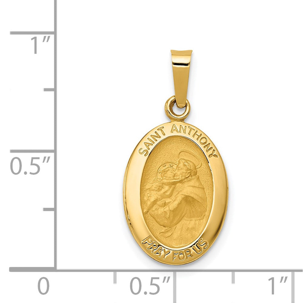 14k Yellow Gold 11 mm Polished and Satin St. Anthony Medal Hollow Pendant (0.88 grams)
