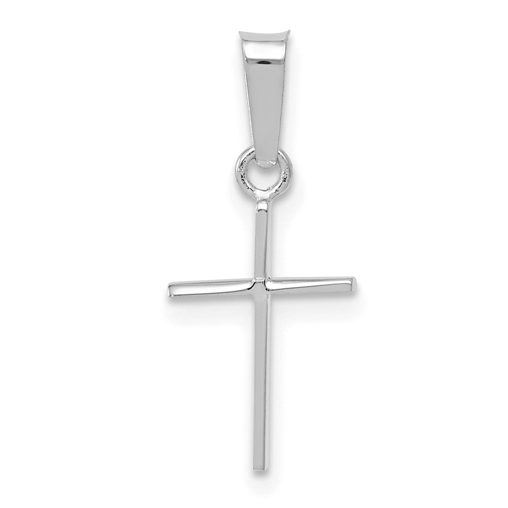 14k White Gold 8.2 mm Polished Cross Solid Pendant (0.45 grams)