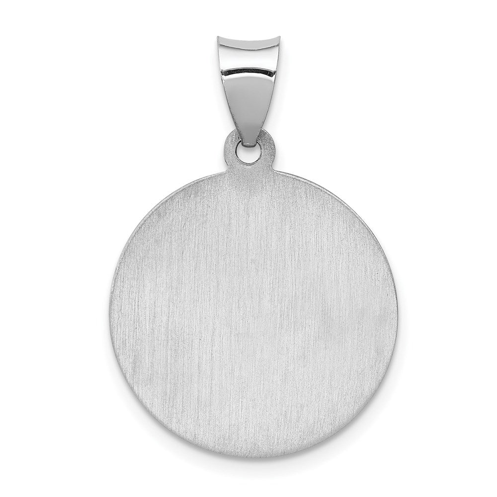 14k White Gold 19 mm Polished/Satin St. Anthony Medal Hollow Pendant (1.3 grams)