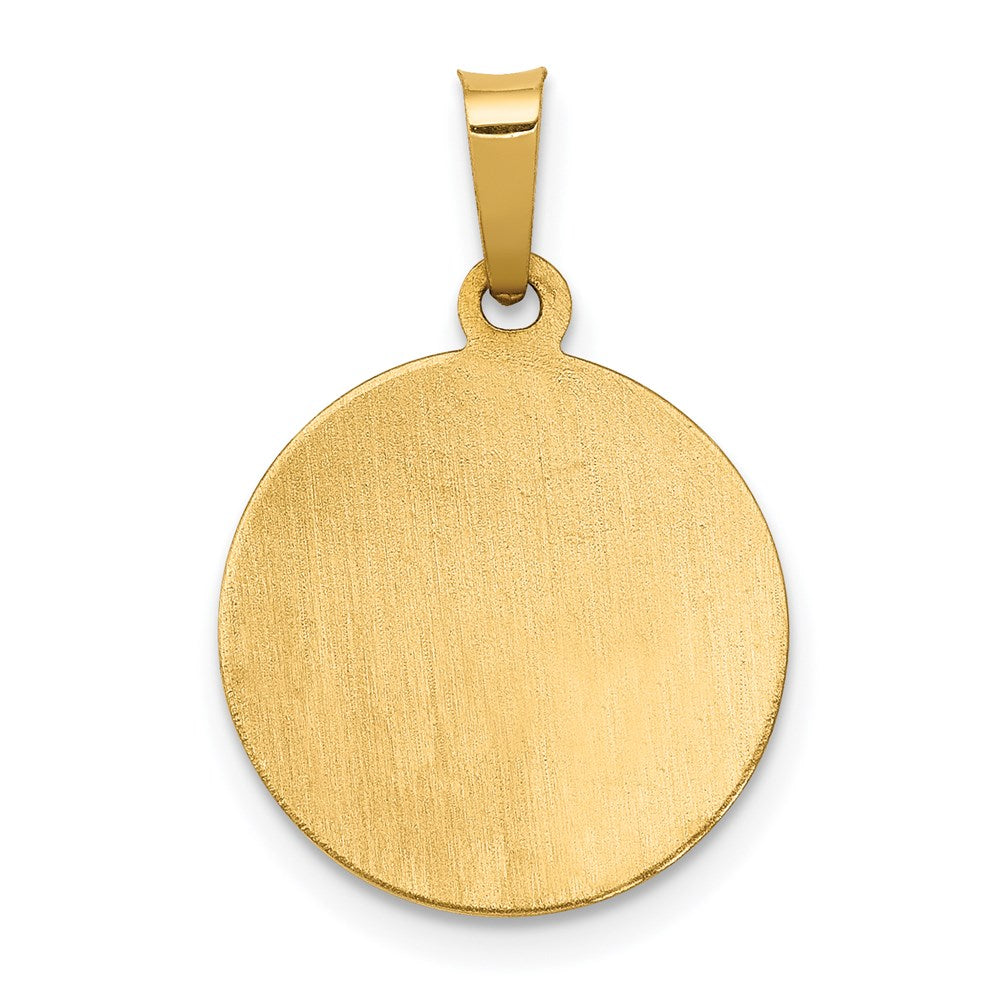 14k Yellow Gold 14.75 mm Polished and Satin St. Barbara Medal Hollow Pendant (0.88 grams)