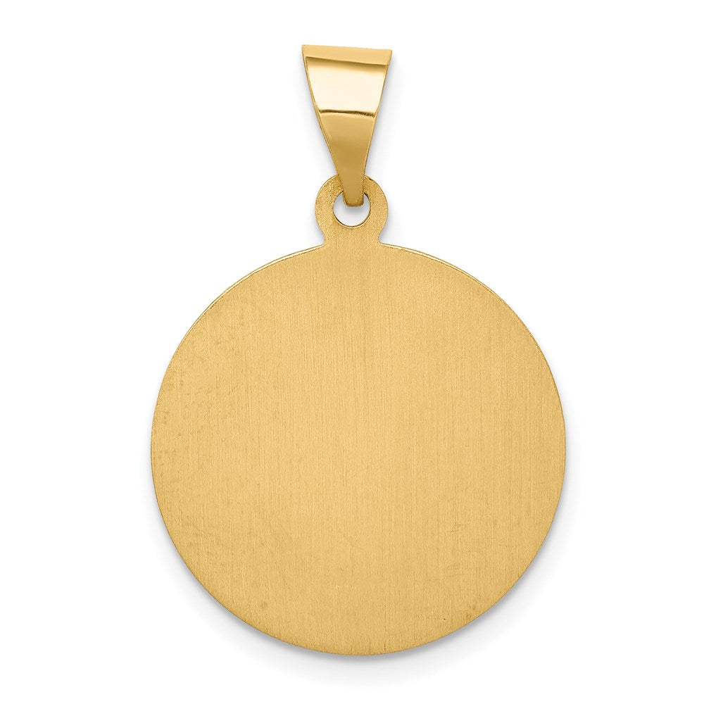 14k Yellow Gold 19.5 mm Polished and Satin St. Charles Medal Hollow Pendant (1.3 grams)