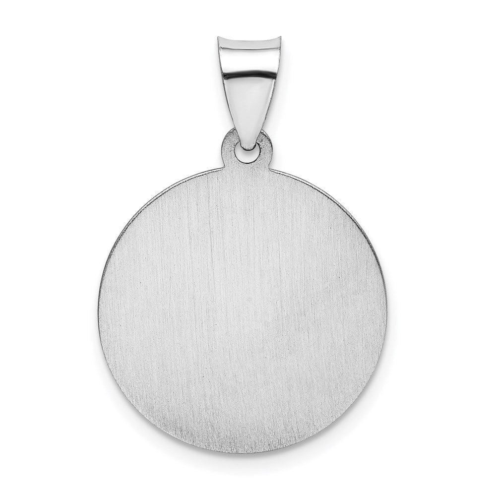 14k White Gold 19.75 mm Polished/Satin St Christopher Medal Hollow Pendant (1.3 grams)