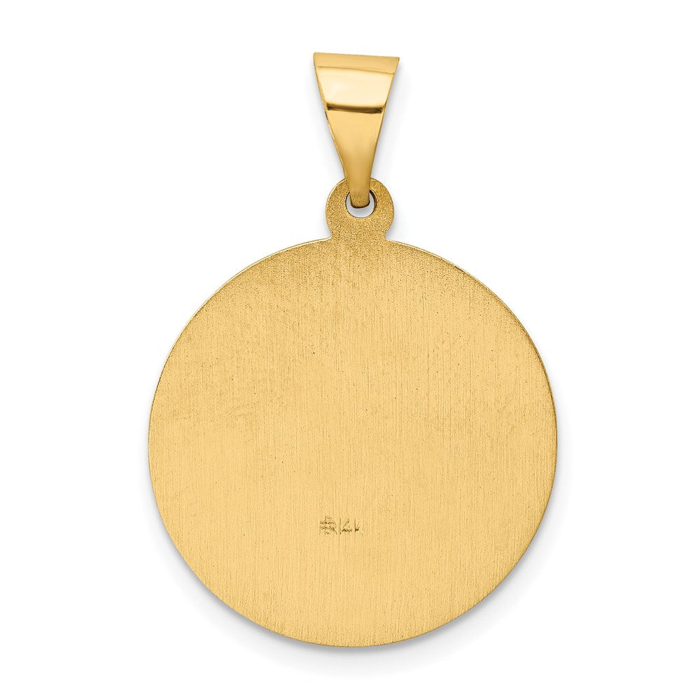 14k Yellow Gold 18.5 mm Polished and Satin St Edward Medal Hollow Pendant (1.3 grams)