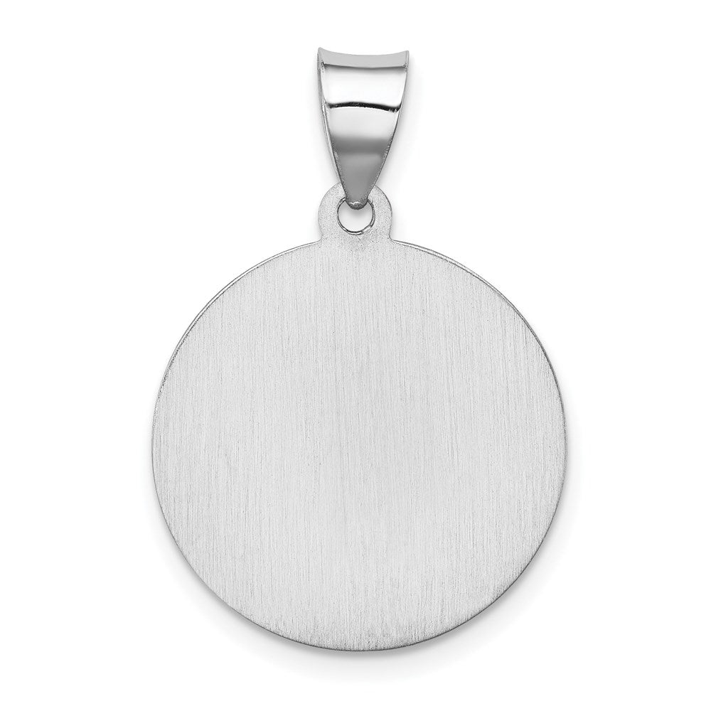 14k White Gold 18.5 mm Polished and Satin St Florian Medal Hollow Pendant (1.3 grams)