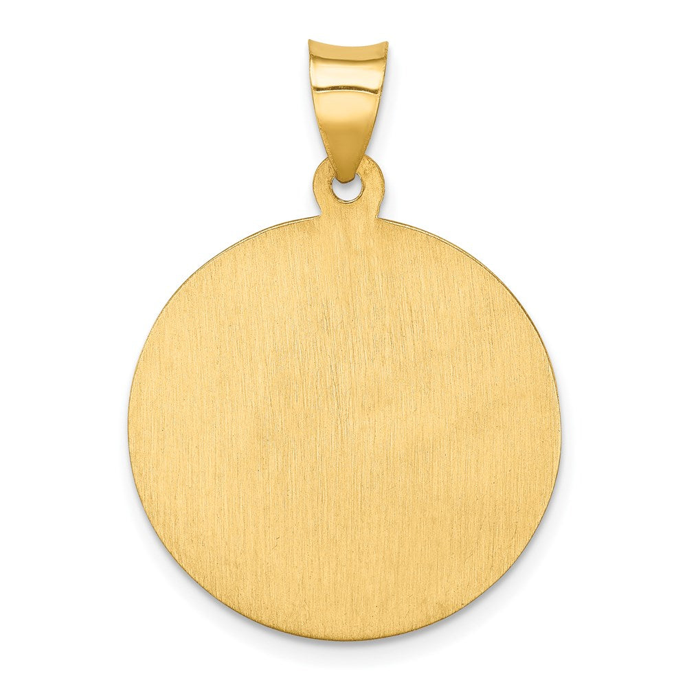 14k Yellow Gold 22.25 mm Polished and Satin St Florian Medal Hollow Pendant (1.83 grams)