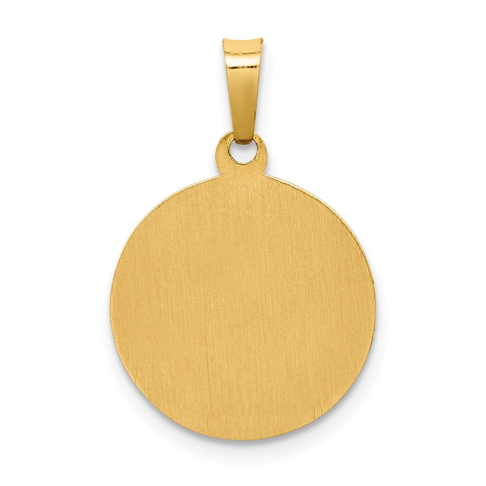 14k Yellow Gold 15.25 mm Polished and Satin St Francis Medal Hollow Pendant (0.88 grams)