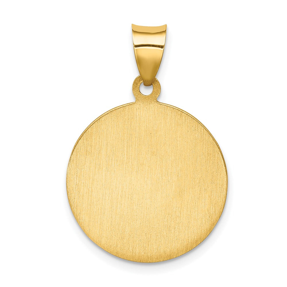 14k Yellow Gold 19 mm Polished and Satin St Francis of Assisi Medal Hollow Pendant (1.3 grams)