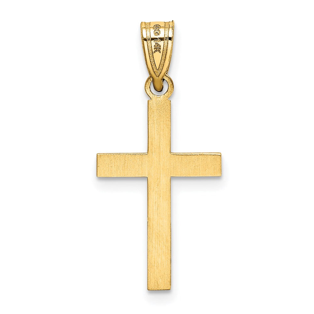 14k Yellow Gold 12 mm Laser Etched Cross Pendant (0.68 grams)