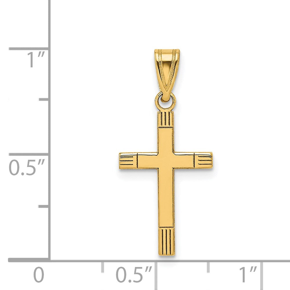 14k Yellow Gold 12 mm Laser Etched Cross Pendant (0.68 grams)