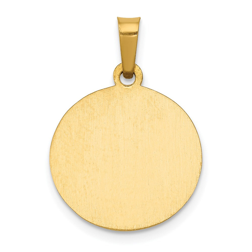 14k Yellow Gold 15 mm Polished and Satin St Gerard Medal Hollow Pendant (0.88 grams)