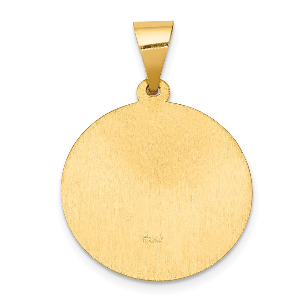 14k Yellow Gold 18.5 mm Polished and Satin St Gerard Medal Hollow Pendant (1.3 grams)