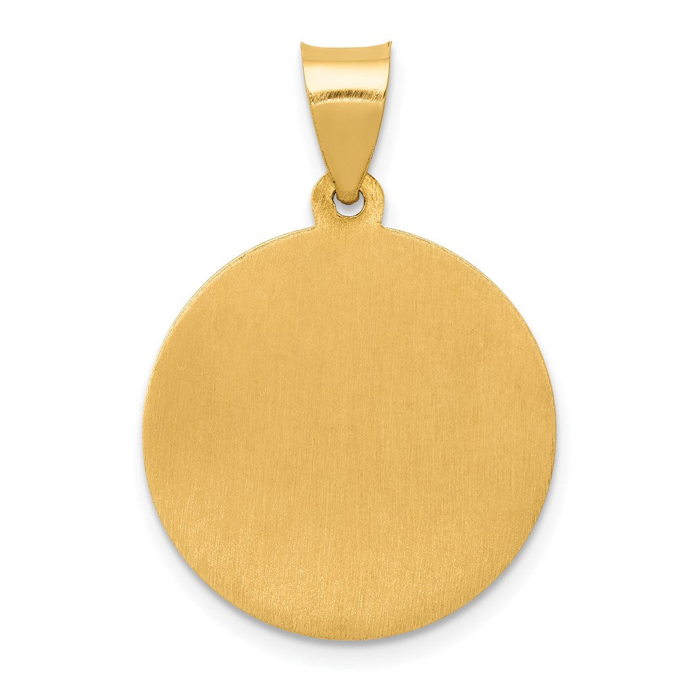 14k Yellow Gold 18.75 mm Polished and Satin St Joseph Medal Hollow Pendant (1.3 grams)