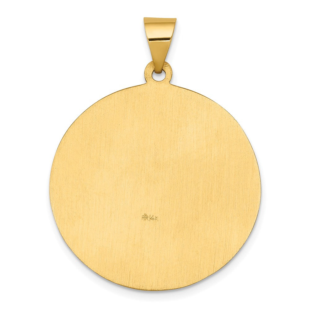 14k Yellow Gold 26 mm Polished and Satin St Joseph Medal Hollow Pendant (2.35 grams)
