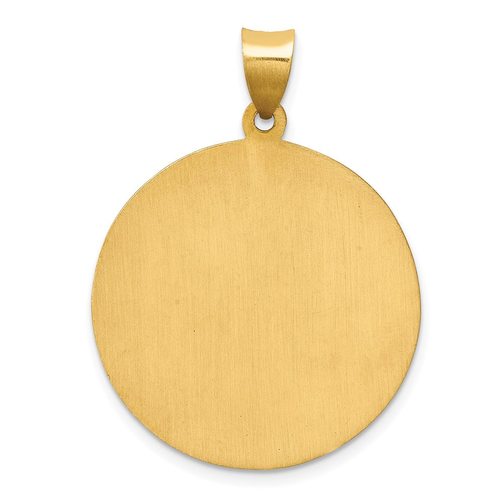 14k Yellow Gold 25.5 mm Polished and Satin St Jude Thaddeus Medal Hollow Pendant (2.35 grams)