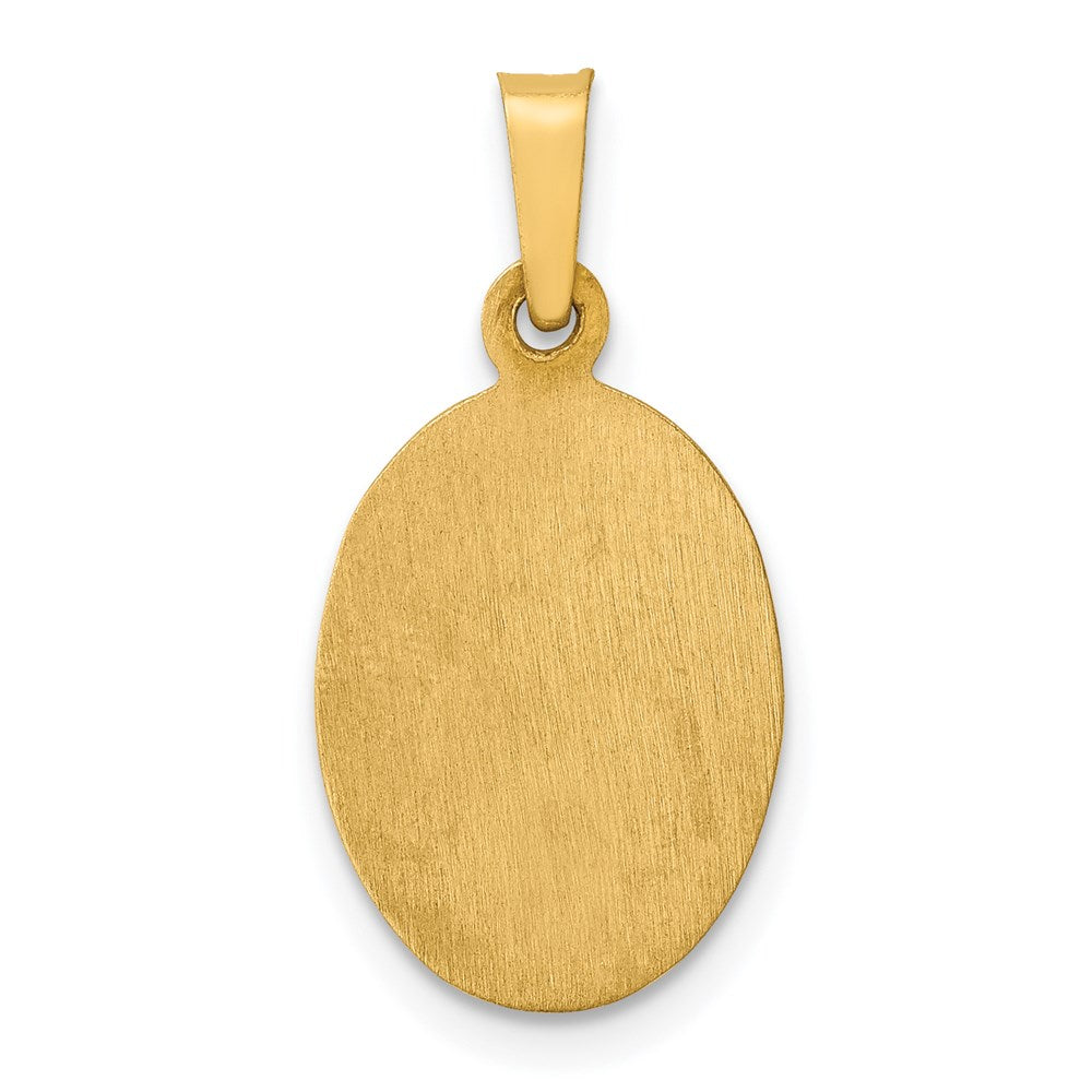 14k Yellow Gold 11 mm Polished and Satin St Jude Thaddeus Medal Hollow Pendant (0.88 grams)