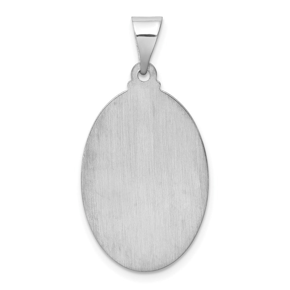 14k White Gold 16.5 mm Polish/Satin St Jude Thaddeus Medal Hollow Pendant (1.36 grams)