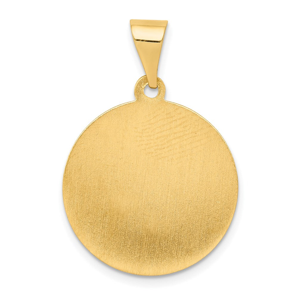 14k Yellow Gold 19 mm Polished and Satin St Matthew Medal Hollow Pendant (1.3 grams)