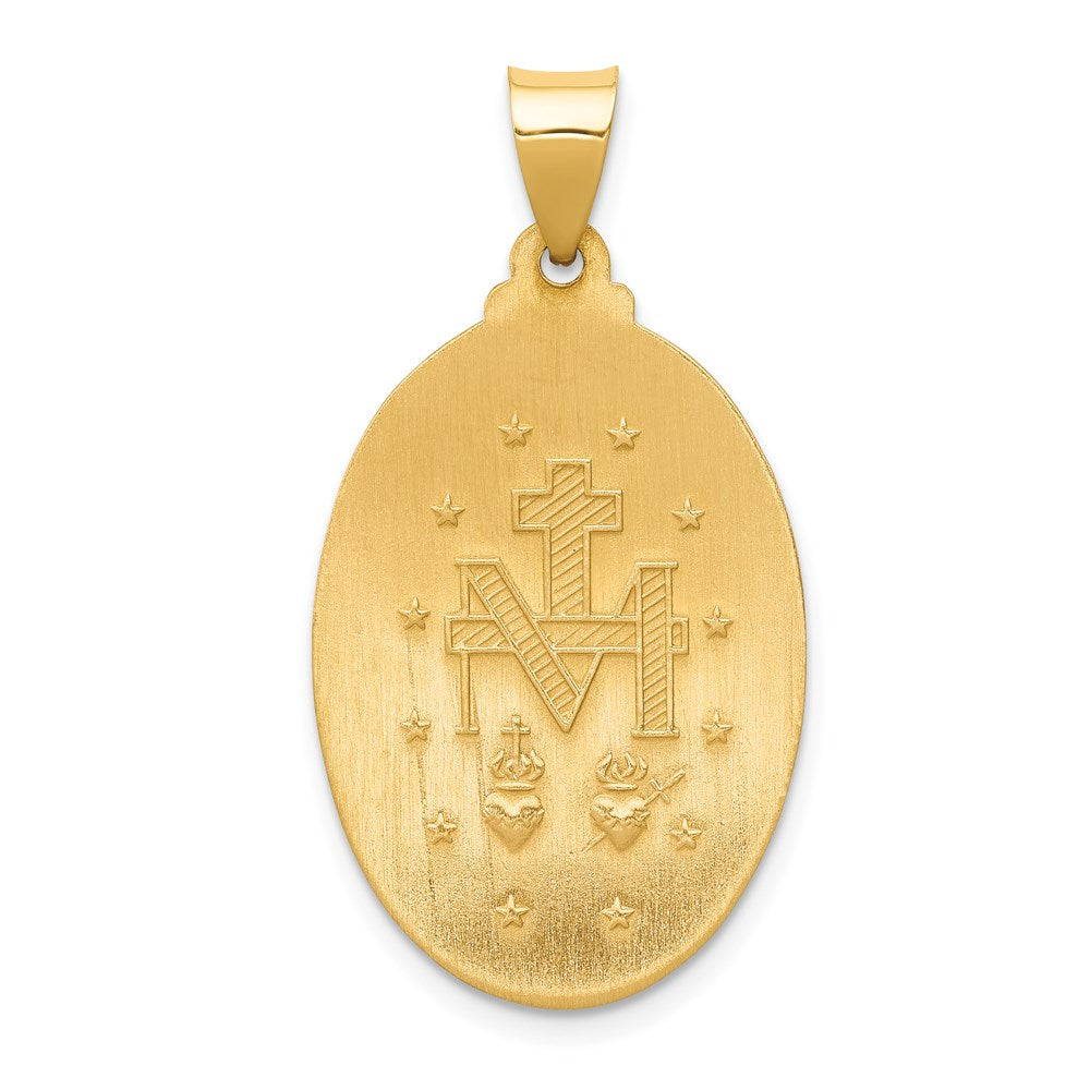 14k Yellow Gold 18 mm Polished and Satin Miraculous Medal Hollow Pendant (2.16 grams)