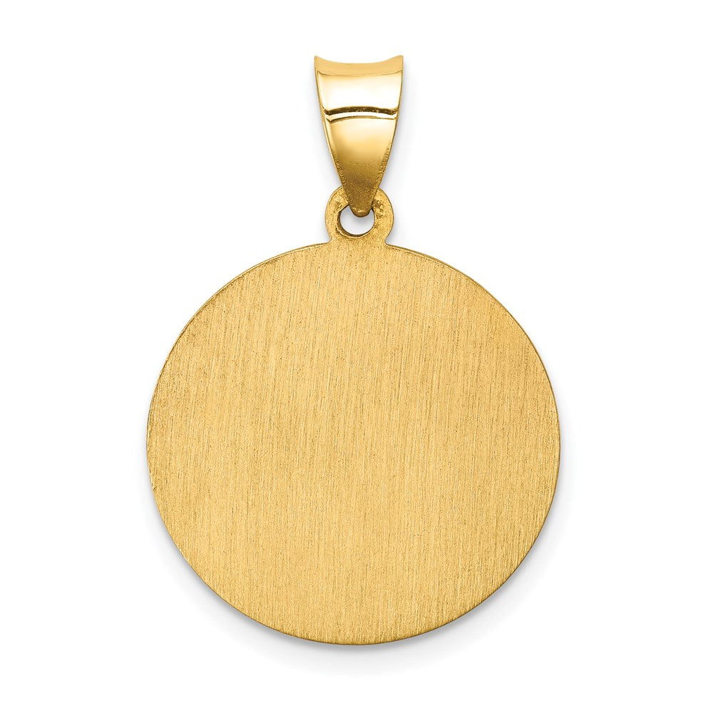 14k Yellow Gold 19 mm Polished and Satin Mother Teresa Medal Hollow Pendant (1.3 grams)