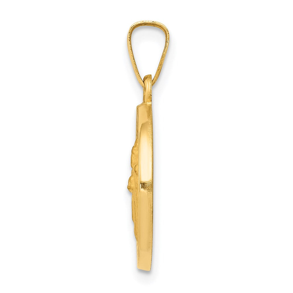 14k Yellow Gold 15 mm Polished and Satin St Patrick Medal Hollow Pendant (0.88 grams)