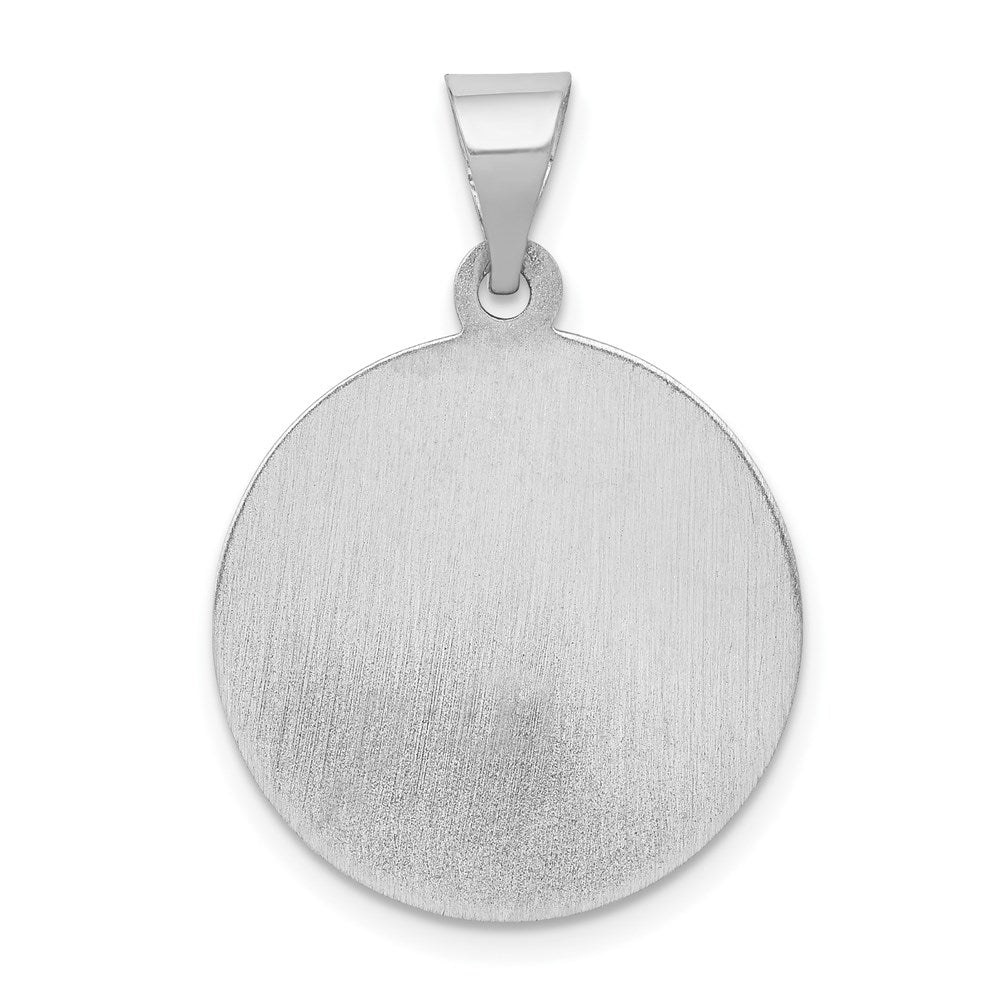14k White Gold 19 mm Polished and Satin St Patrick Medal Hollow Pendant (1.3 grams)