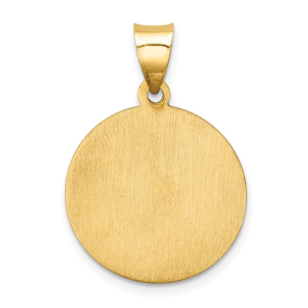 14k Yellow Gold 19 mm Polished and Satin St Paul Medal Hollow Pendant (1.3 grams)