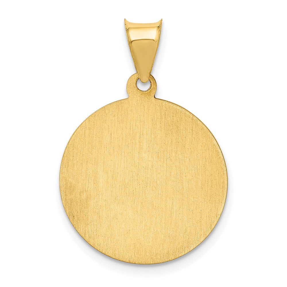 14k Yellow Gold 20 mm Polished and Satin St Peter Medal Hollow Pendant (1.3 grams)