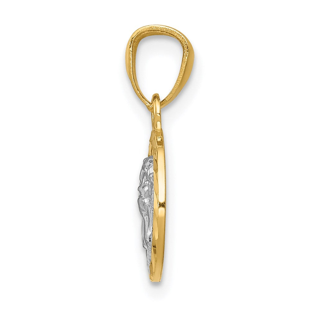 14k Yellow & Rhodium 11 mm Cherub Pendant (0.48 grams)