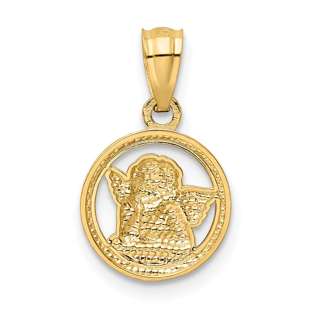 14k Yellow & Rhodium 11 mm Cherub Pendant (0.48 grams)