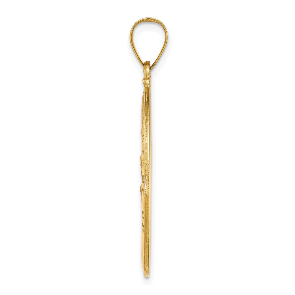 14k Yellow Gold 18.5 mm Polished and Satin St Christopher Medal Hollow Pendant (2.18 grams)