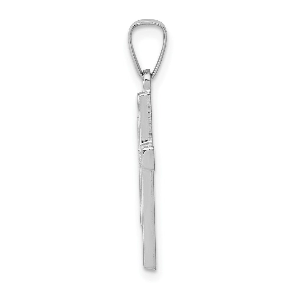 14k White Gold 15 mm Polished Latin Cross Pendant (0.45 grams)
