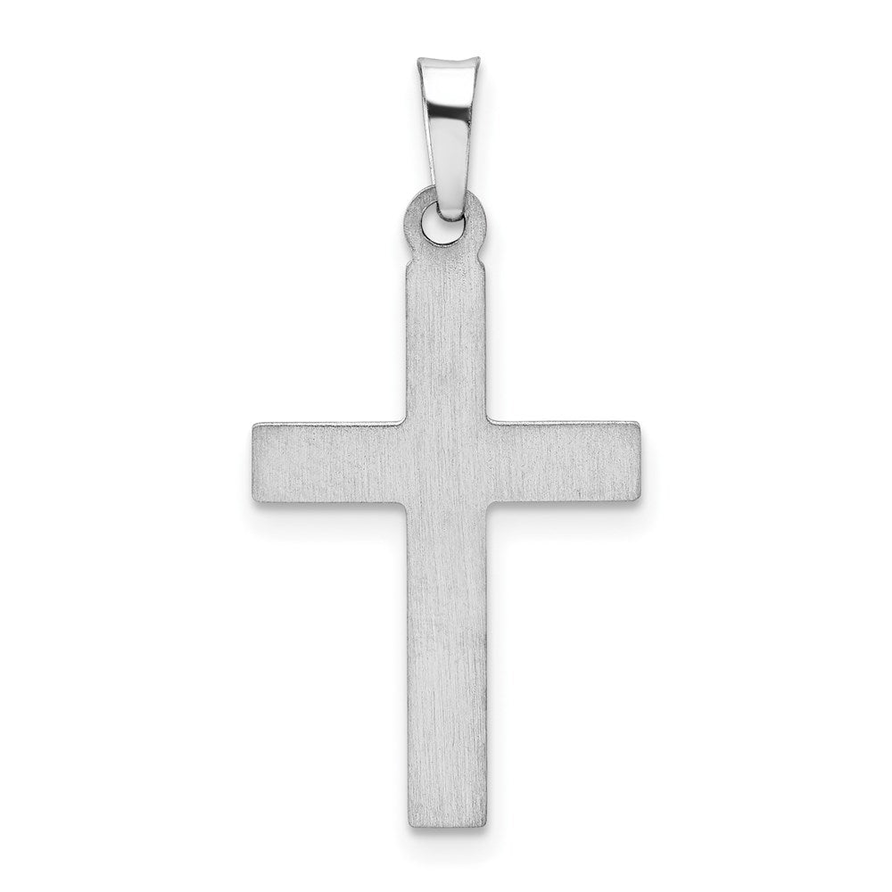 14k White Gold 14 mm Brushed and Polished Latin Cross Pendant (0.52 grams)