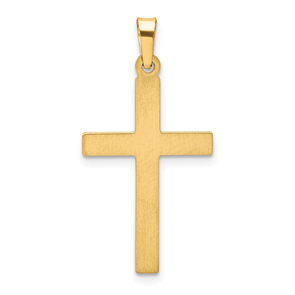 14k Yellow & Rhodium 16.4 mm Satin and Polished Latin Cross Pendant (0.57 grams)