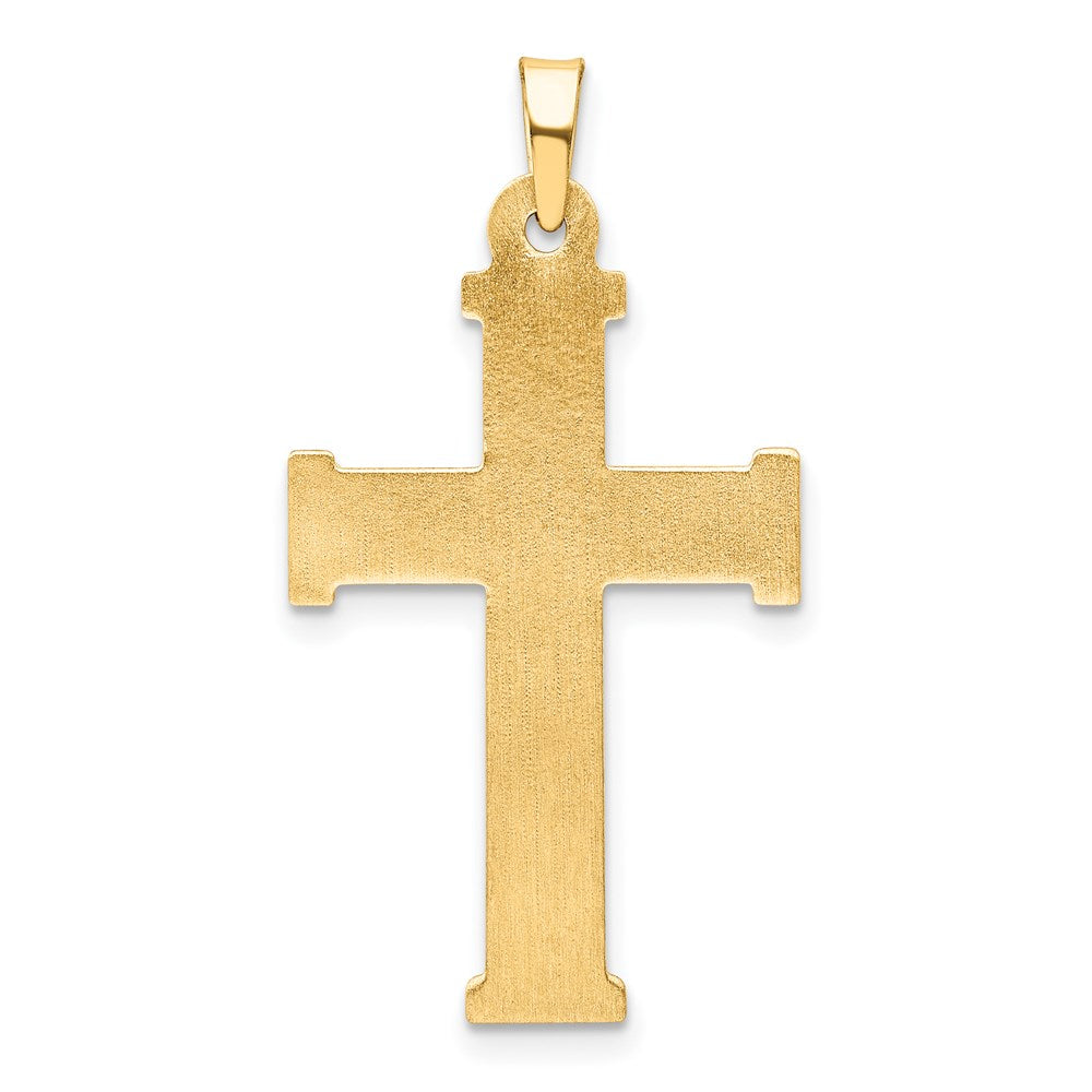 14k Yellow Gold 17.5 mm Brushed and Polished Latin Cross Pendant (1.02 grams)