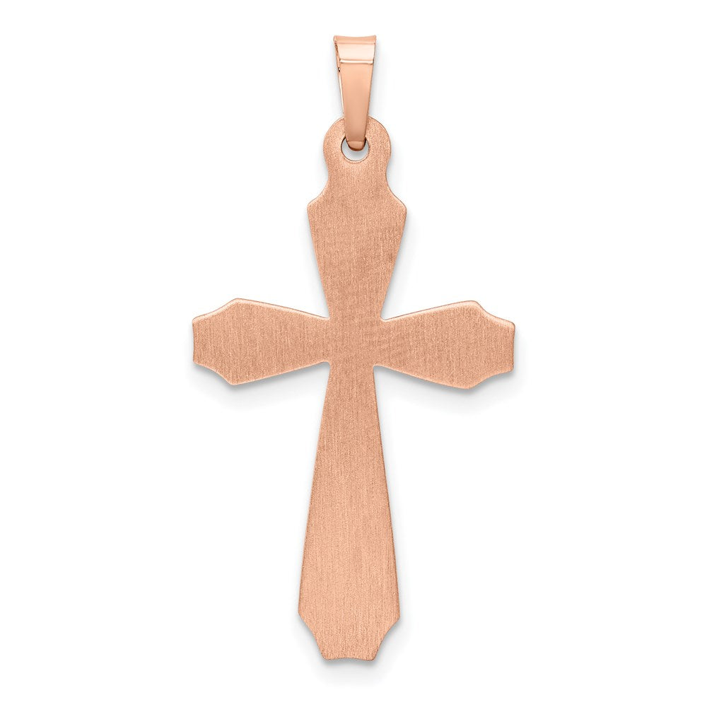 14k Rose Gold 17.5 mm Rose Gold Textured And Polished Passion Cross Pendant (0.99 grams)