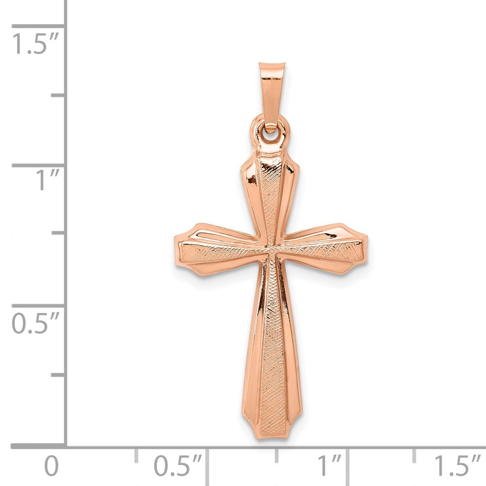 14k Rose Gold 17.5 mm Rose Gold Textured And Polished Passion Cross Pendant (0.99 grams)