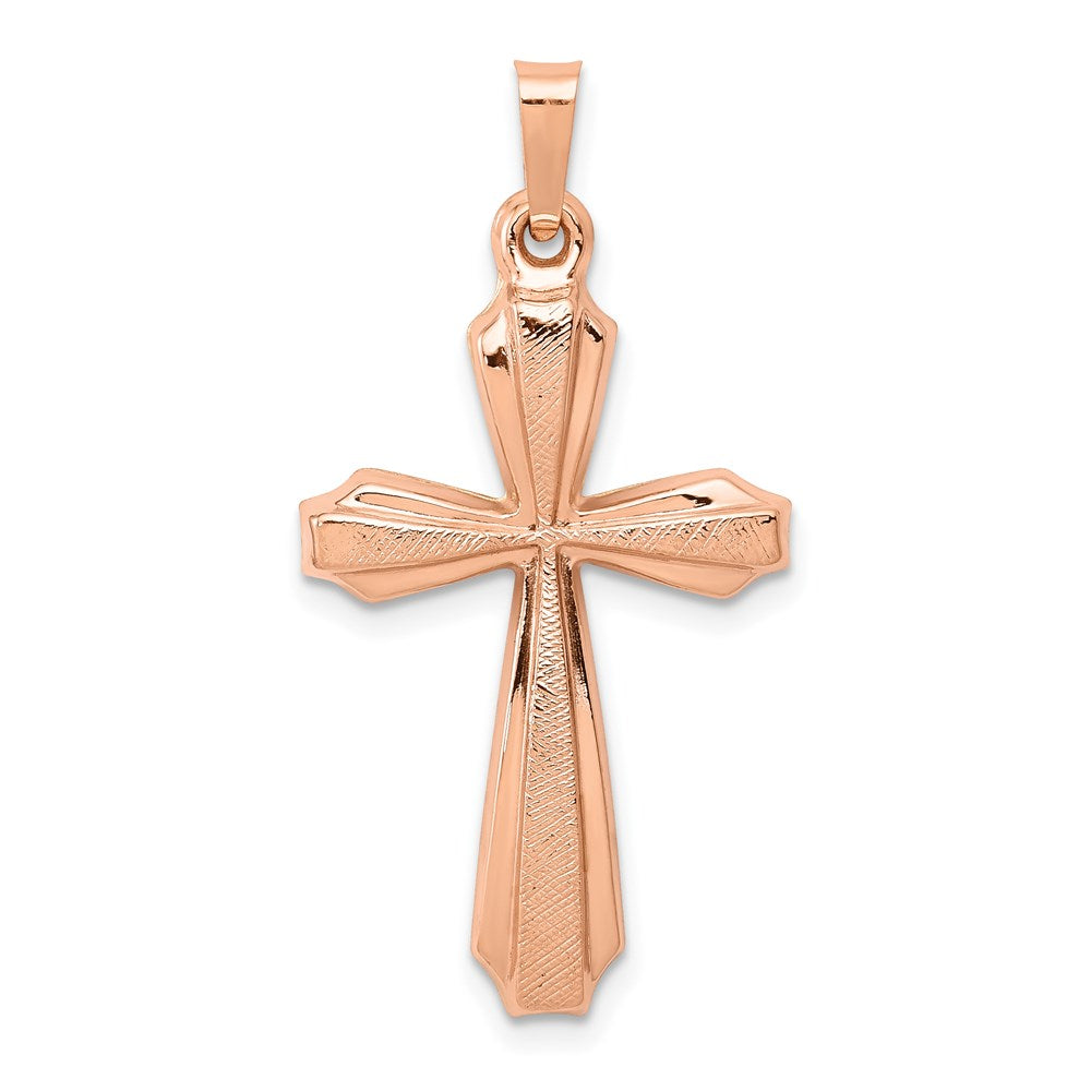 14k Rose Gold 17.5 mm Rose Gold Textured And Polished Passion Cross Pendant (0.99 grams)
