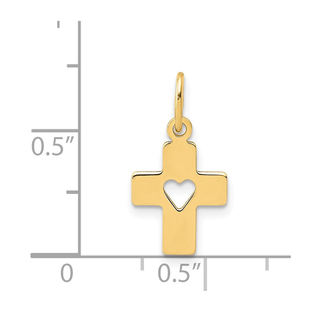 14k Yellow Gold 9 mm Polished Cross with Heart Pendant (0.16 grams)