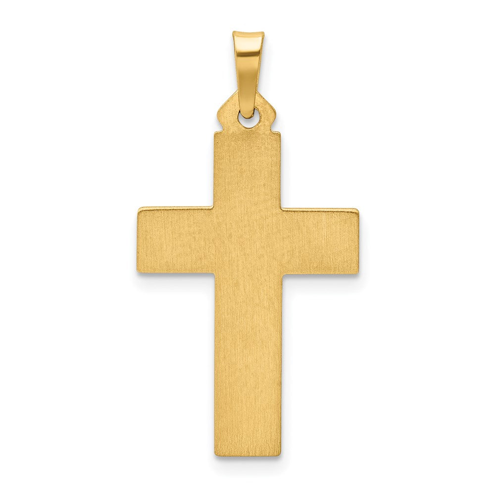 14k Yellow Gold 16 mm Brushed and Polished Latin Cross Pendant (0.92 grams)