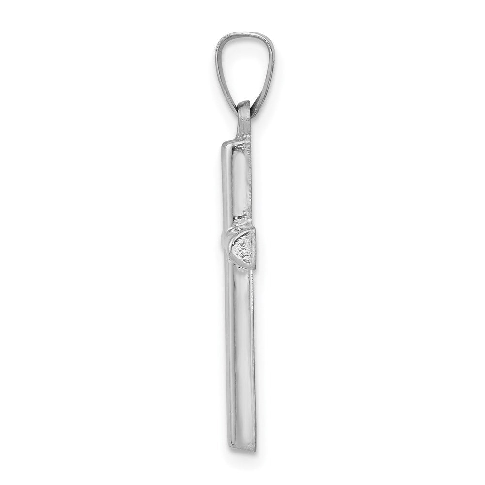 14k White Gold 14 mm Brushed and Polished Hollow Latin Cross Pendant (0.57 grams)