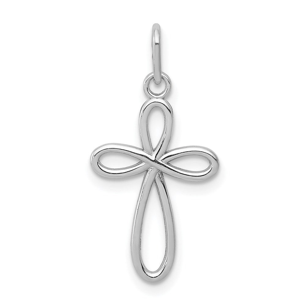 14k White Gold 11.5 mm Polished Small Ribbon Cross Pendant (0.35 grams)