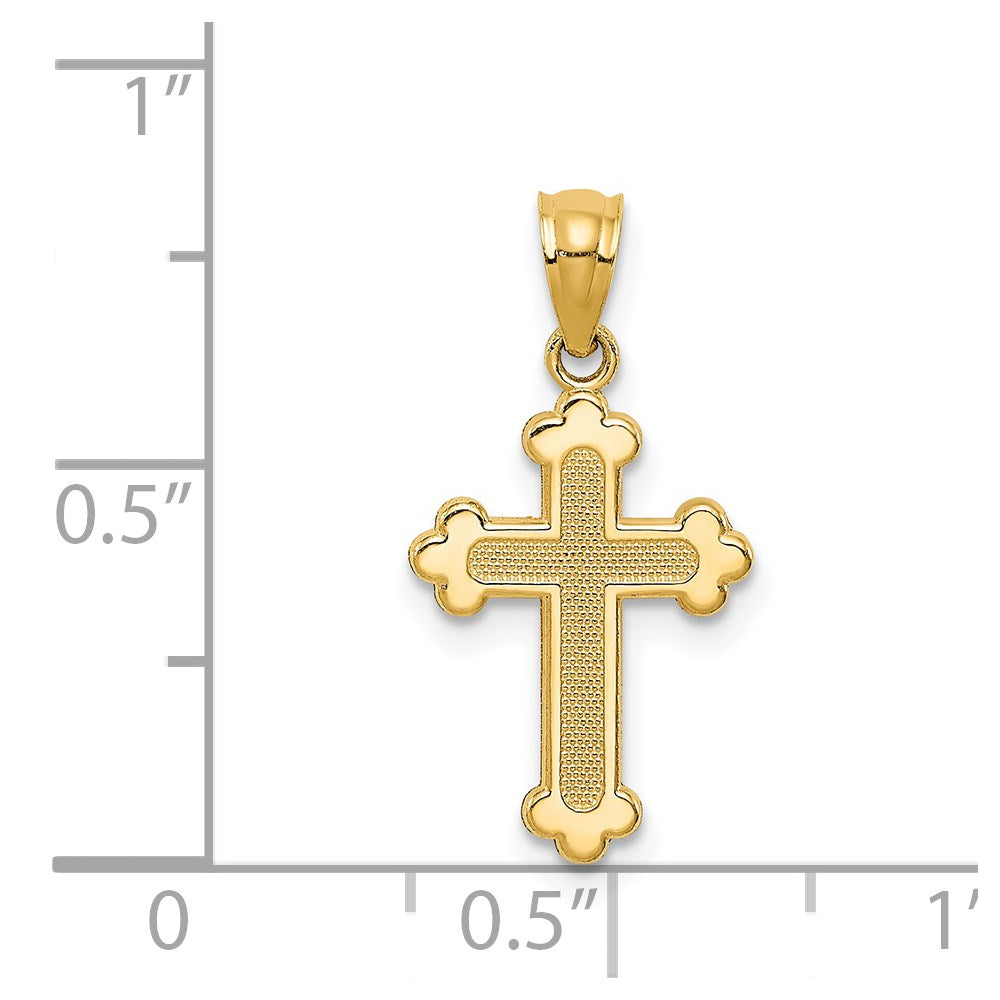 14k Yellow Gold 11.5 mm Gold Polished Small Budded Cross (0.46 grams)