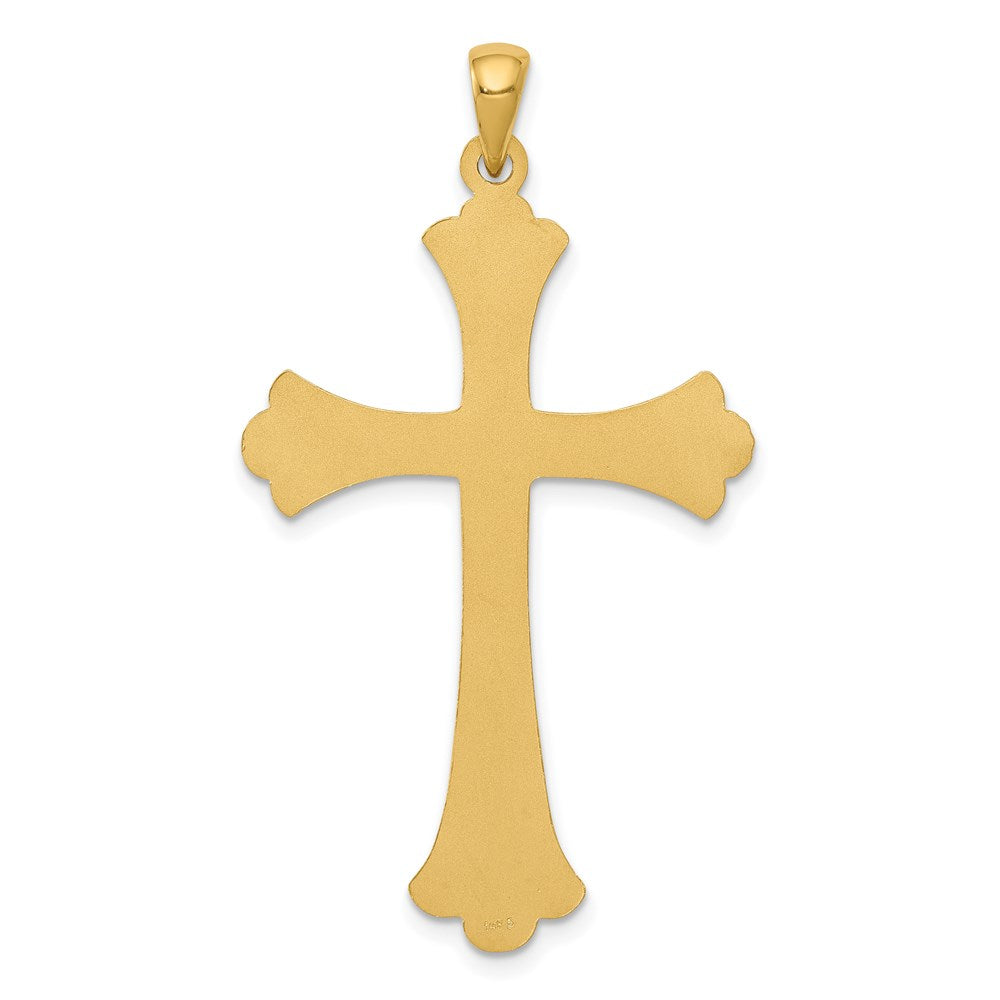 14k Yellow Gold 25 mm Fleur De Lis Cross Pendant (2.28 grams)