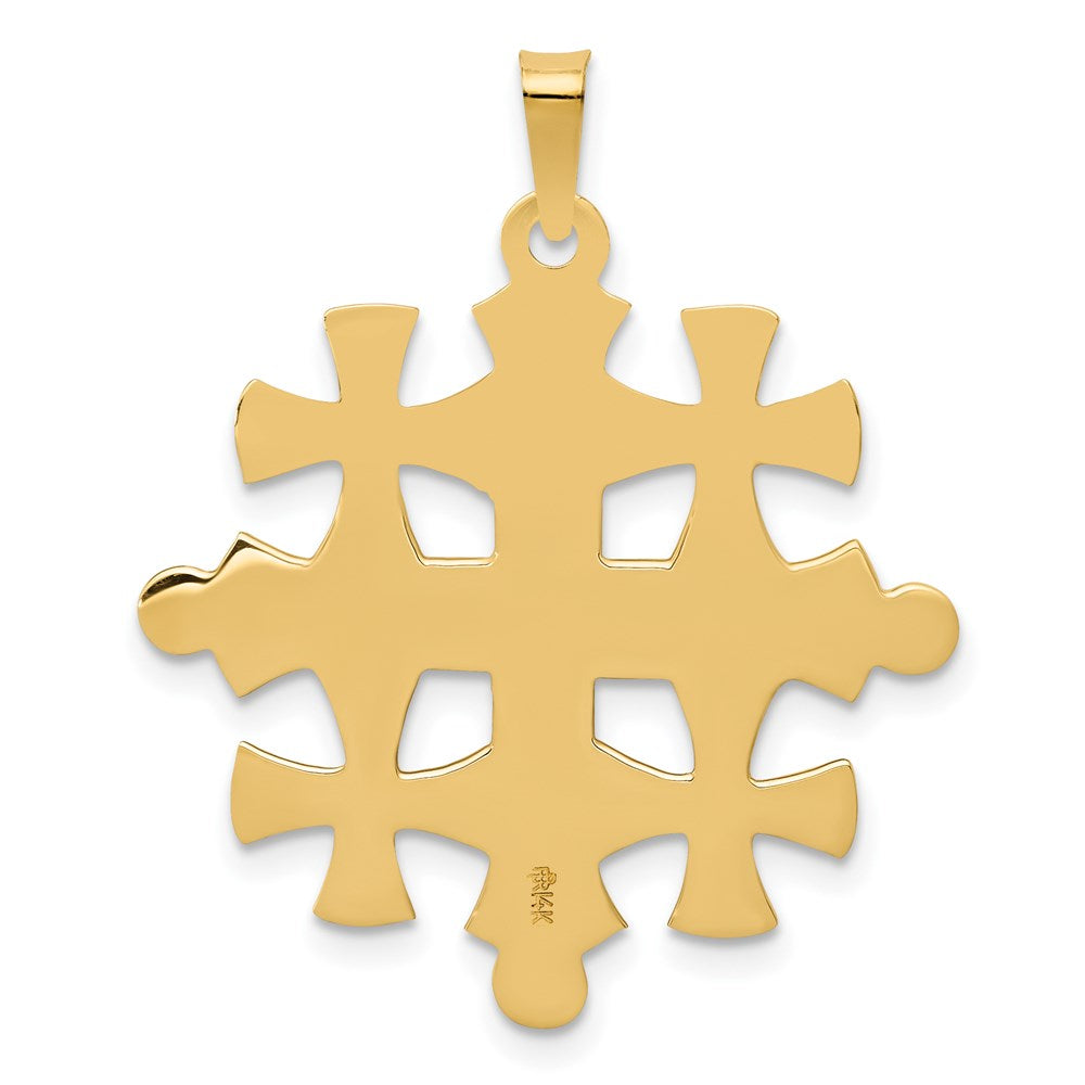 14k Yellow Gold 26 mm Polished Jerusalem Cross Pendant (2.61 grams)